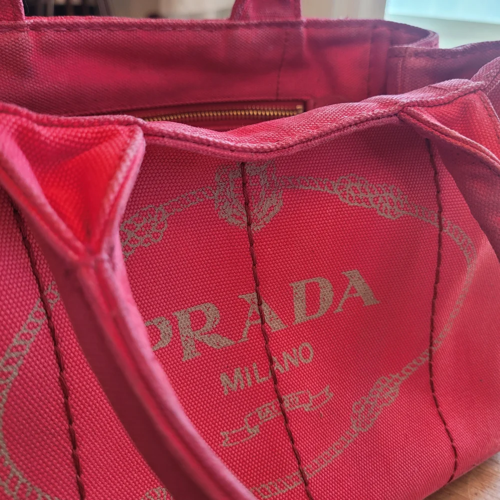 Prada Pink Canapa Canvas Tote Bag